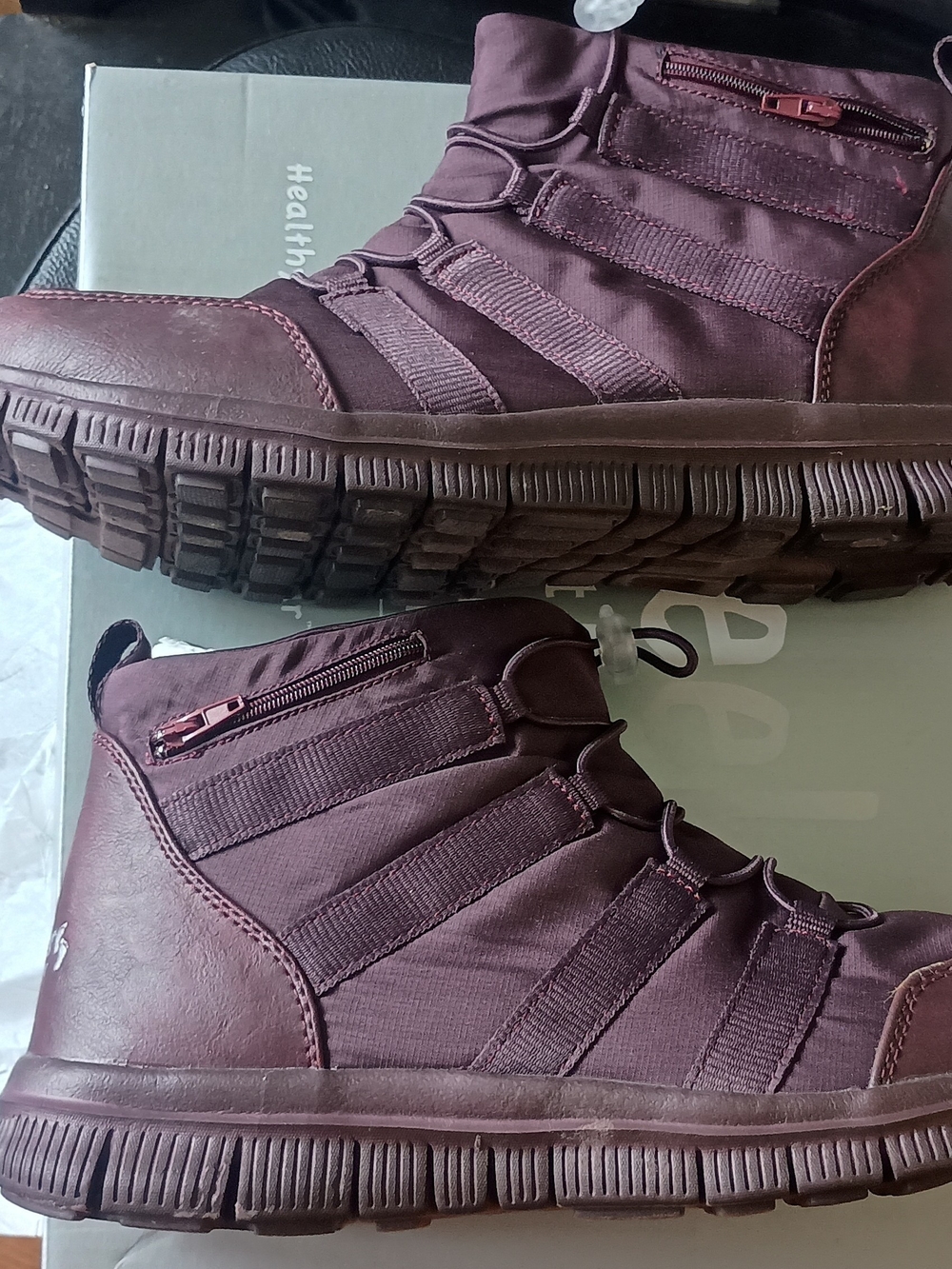 Women's Burgundy Ankle Booties with Side Zip - Lightweight Comfort